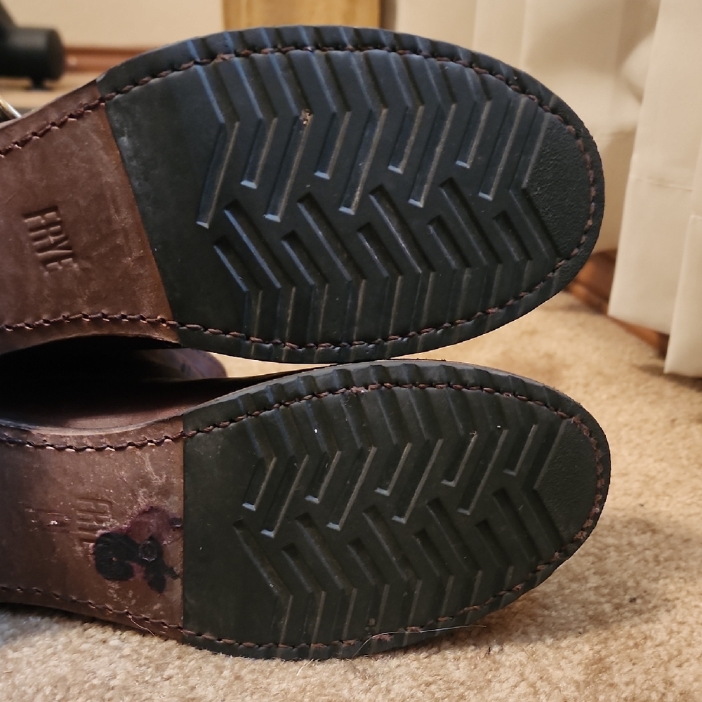 Frye Brown Leather Harness Moto Boots - Picture 6 of 11